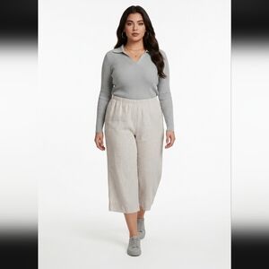 J. Jill Beige Linen Familiar fit waist Pull on Cropped Pants MP (30)